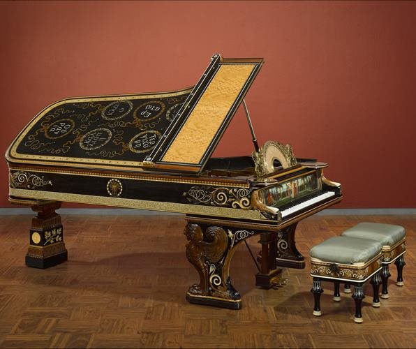 MODEL D PIANOFORTE AND STOOLS